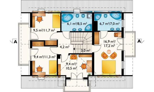 Rzut poddasza POW. 72,3 m²