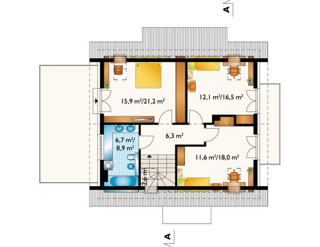 Rzut poddasza POW. 73,5 m²