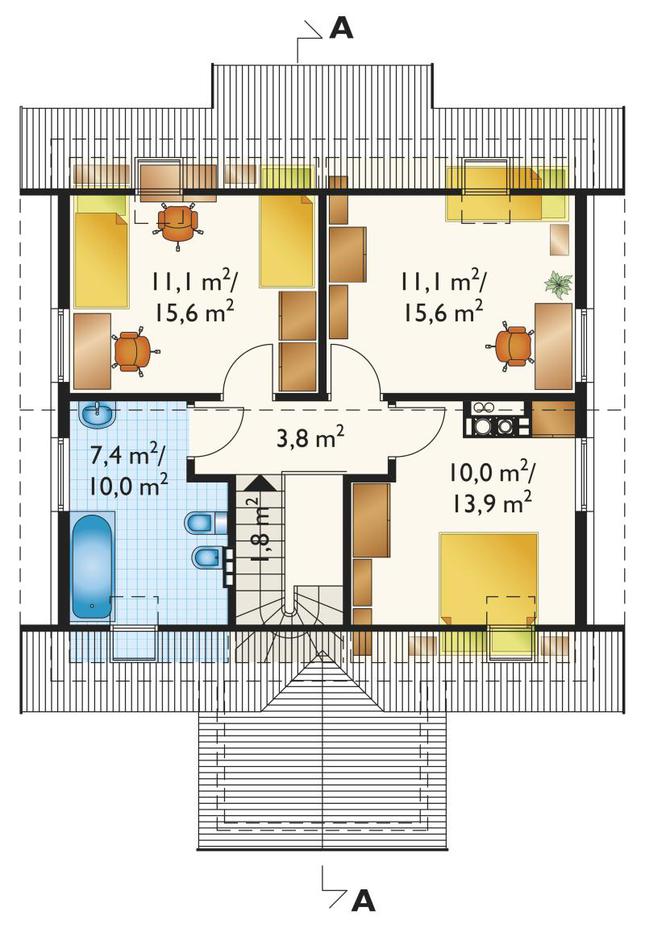 Rzut poddasza POW. 60,7 m²