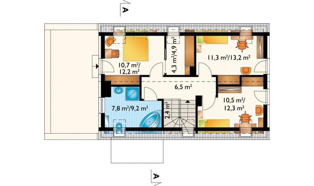 Rzut poddasza POW. 60,7 m²