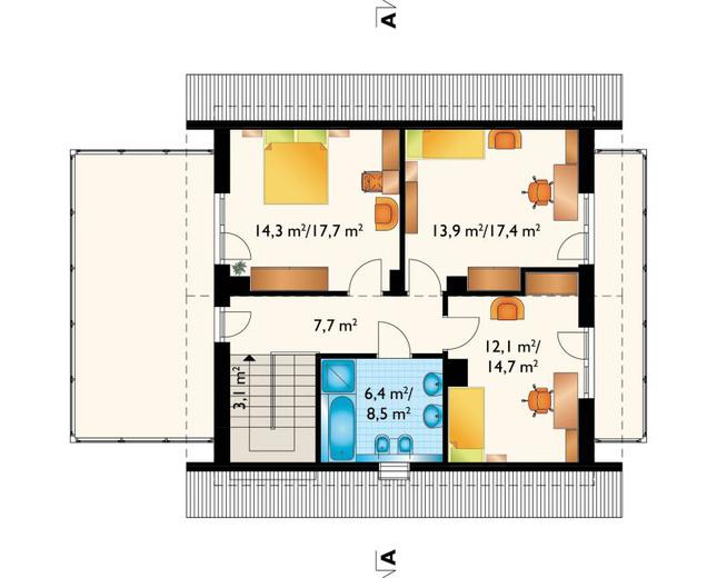 Rzut poddasza POW. 69,1 m²