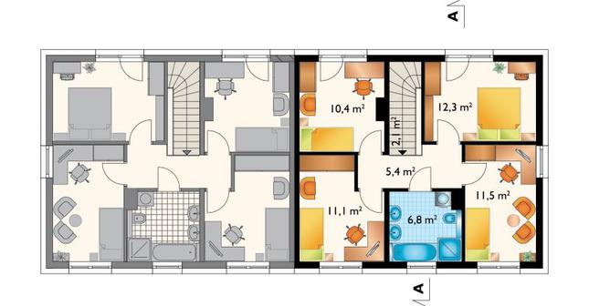 Rzut piętra POW. 59,6 m²