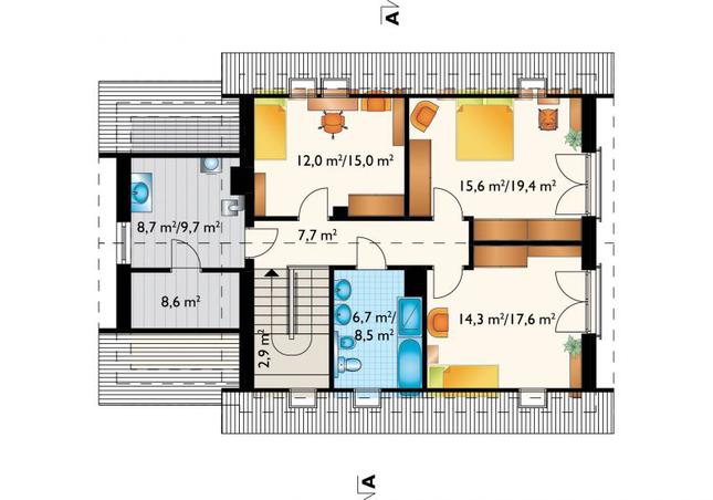 Rzut poddasza POW. 80,8 m²