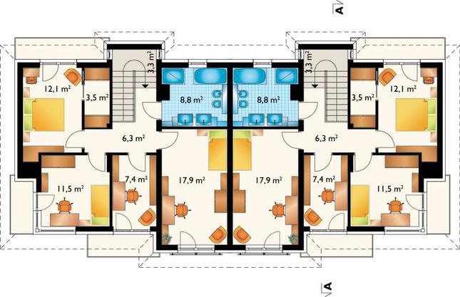 Rzut piętra POW. 67,3 m²