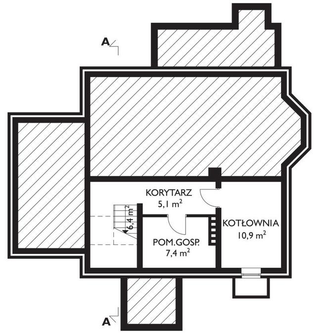 Rzut piwnicy POW. 38,1 m²