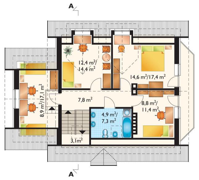 Rzut poddasza POW. 78,5 m²