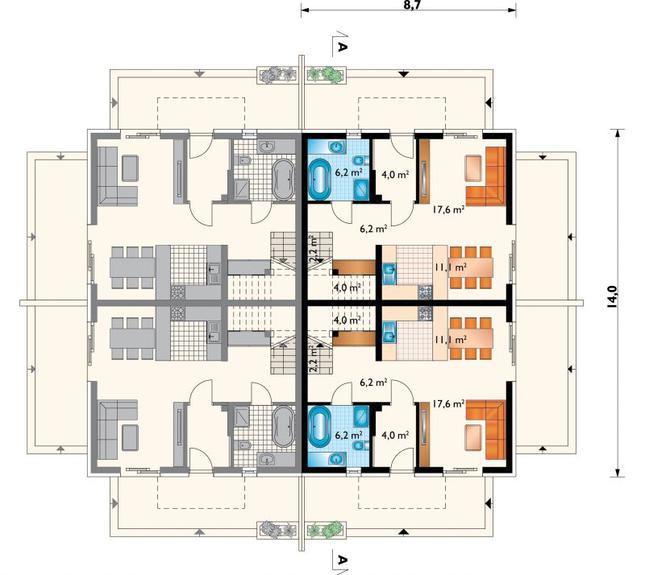Rzut parteru POW. 51,3 m²
