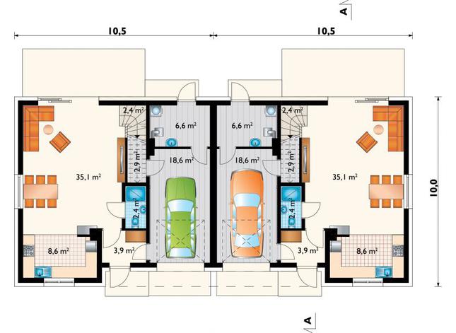 Rzut parteru POW. 80,7 m²