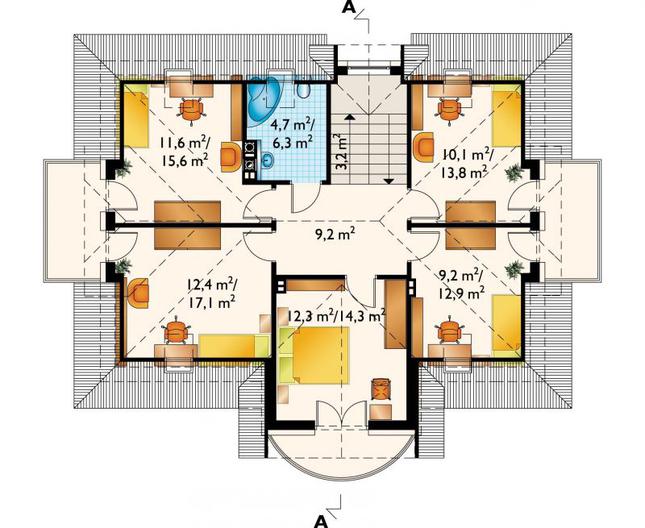 Rzut poddasza POW. 92,4 m²