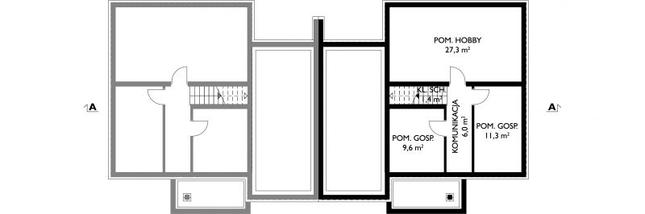 Rzut piwnicy POW. 55,6 m²