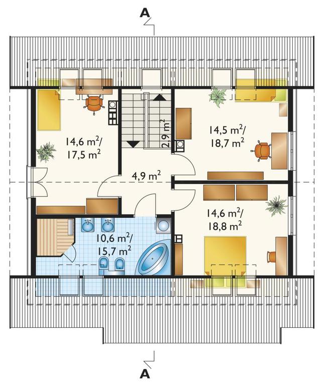 Rzut poddasza POW. 78,5 m²