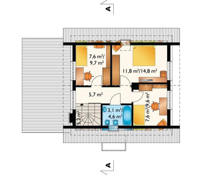 Rzut poddasza POW. 46,6 m²