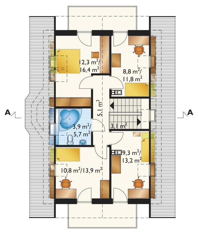Rzut poddasza lustro POW. 69,2 m²