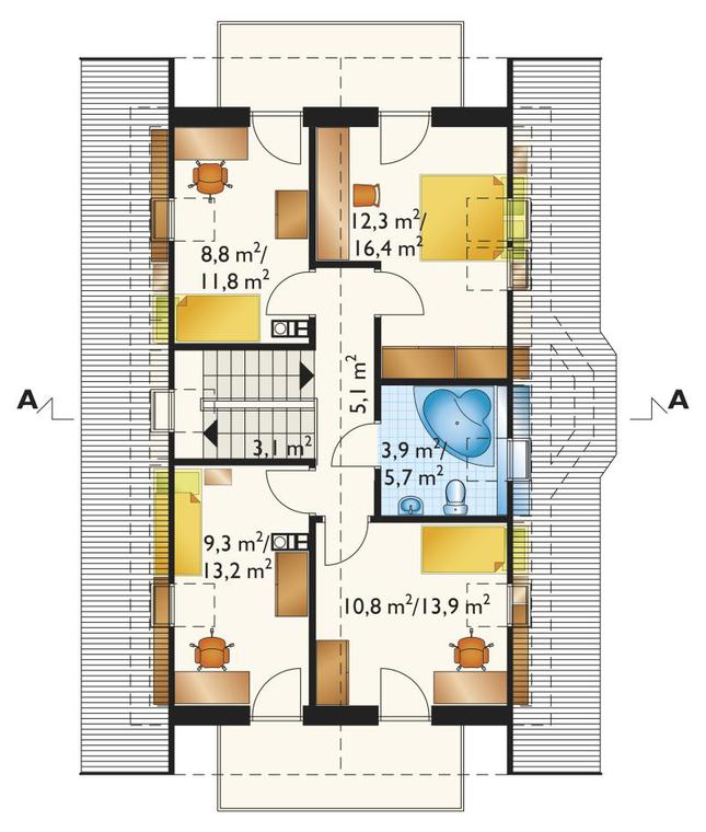 Rzut poddasza POW. 69,2 m²