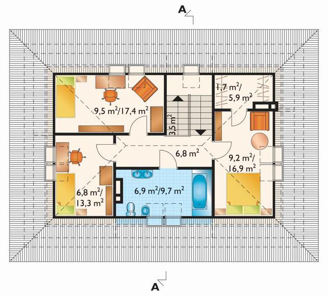 Rzut poddasza POW. 73,5 m²