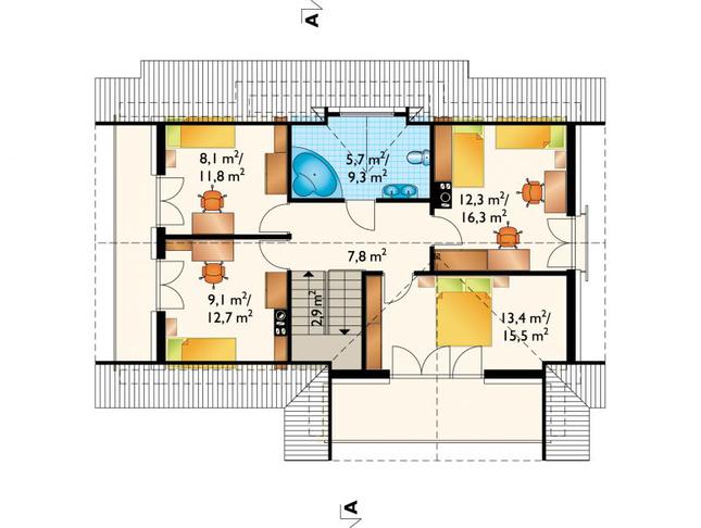 Rzut poddasza POW. 76,3 m²