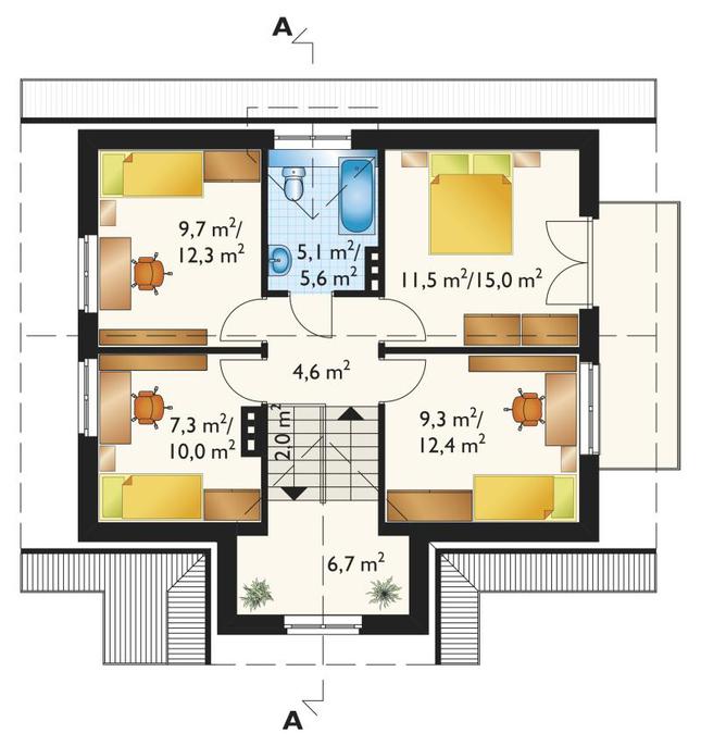 Rzut poddasza POW. 68,6 m²