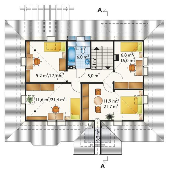 Rzut poddasza POW. 93,3 m²