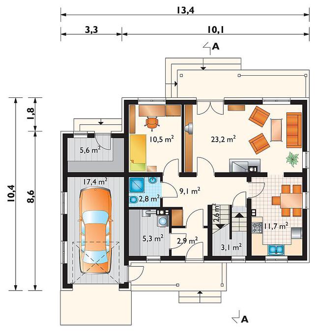 Rzut parteru POW. 94,2 m²