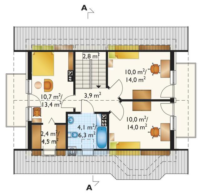 Rzut poddasza POW. 58,9 m²