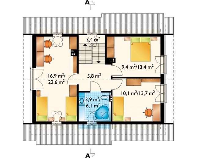 Rzut poddasza POW. 65,0 m²