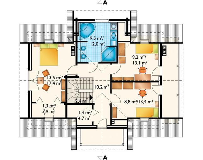 Rzut poddasza POW. 77,1 m²