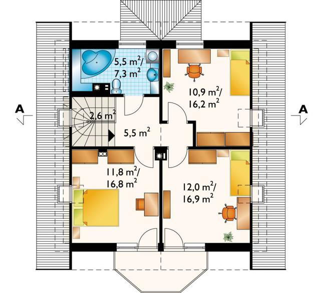 Rzut poddasza POW. 65,3 m²
