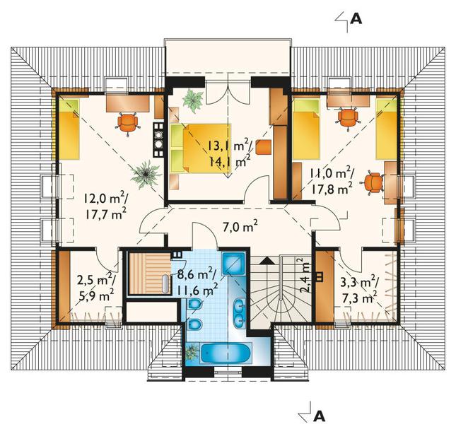 Rzut poddasza POW. 85,7 m²