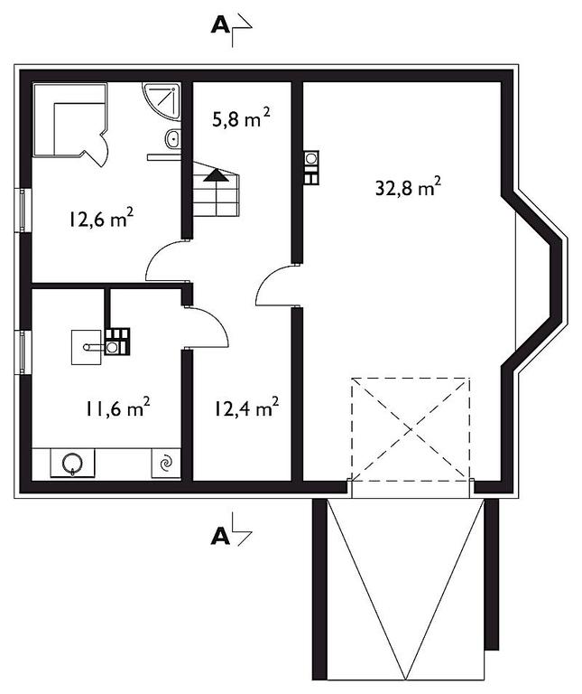 Rzut piwnicy POW. 75,2 m²