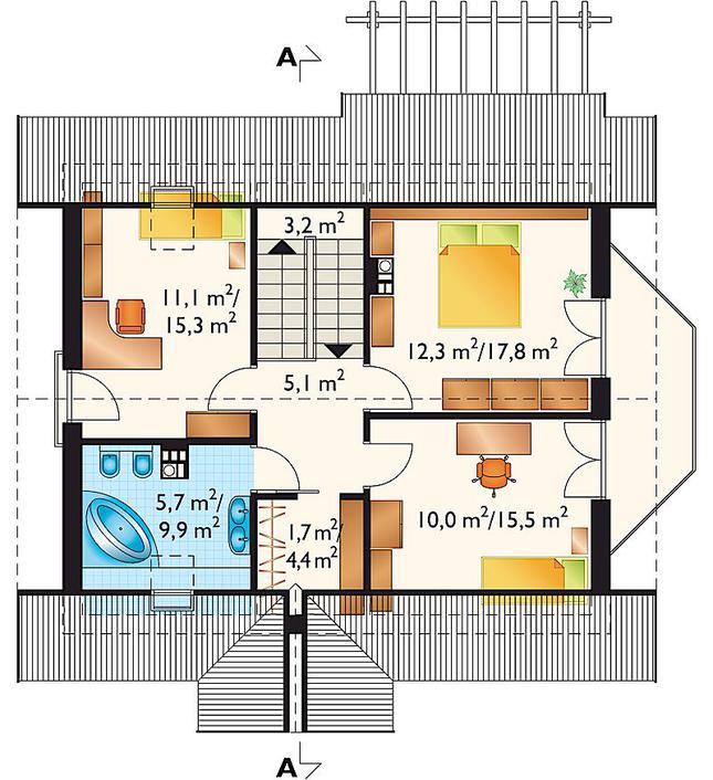 Rzut poddasza POW. 71,5 m²