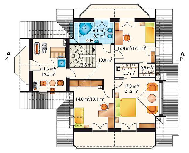 Rzut poddasza POW. 102,5 m²