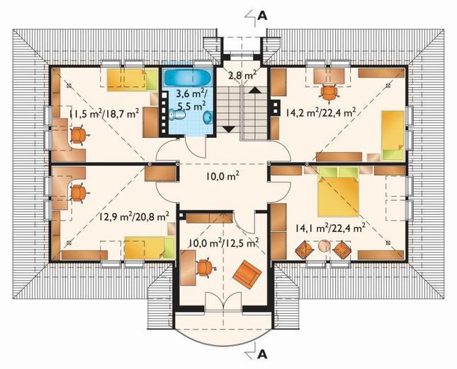 Rzut poddasza POW. 115,2 m²
