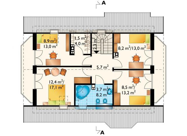 Rzut poddasza POW. 76,5 m²