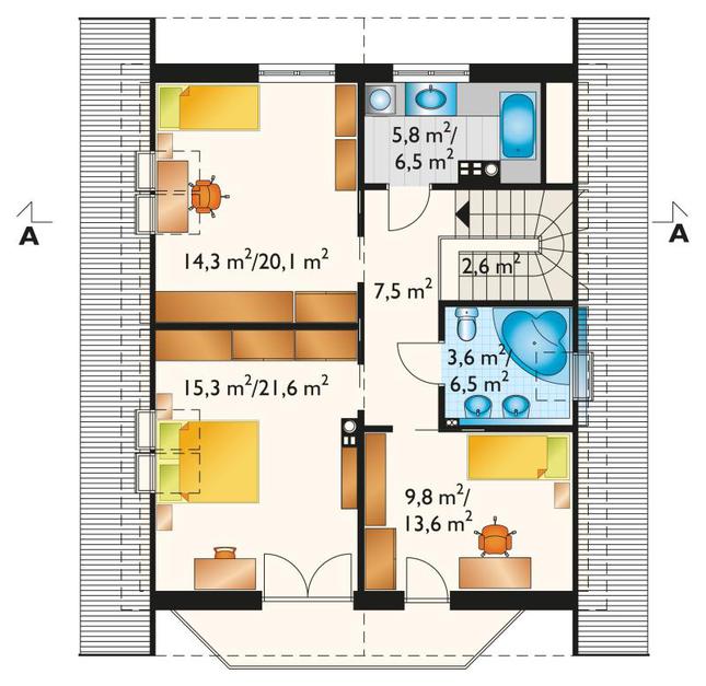 Rzut poddasza POW. 78,4 m²