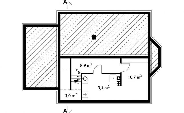 Rzut piwnicy POW. 37,3 m²