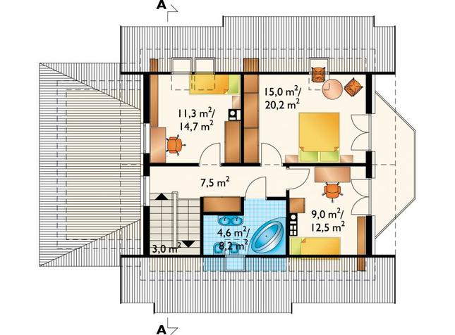 Rzut poddasza POW. 66,1 m²