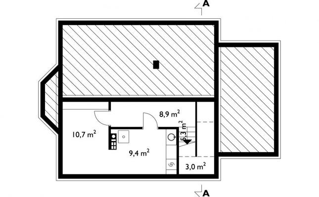 Rzut piwnicy lustro POW. 37,3 m²