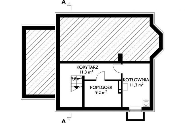 Rzut piwnicy POW. 34,6 m²
