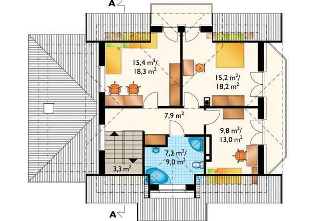 Rzut poddasza POW. 69,7 m²