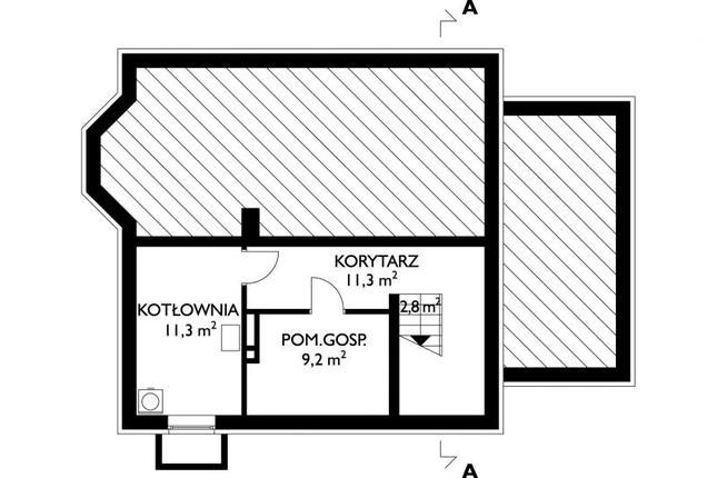 Rzut piwnicy lustro POW. 34,6 m²