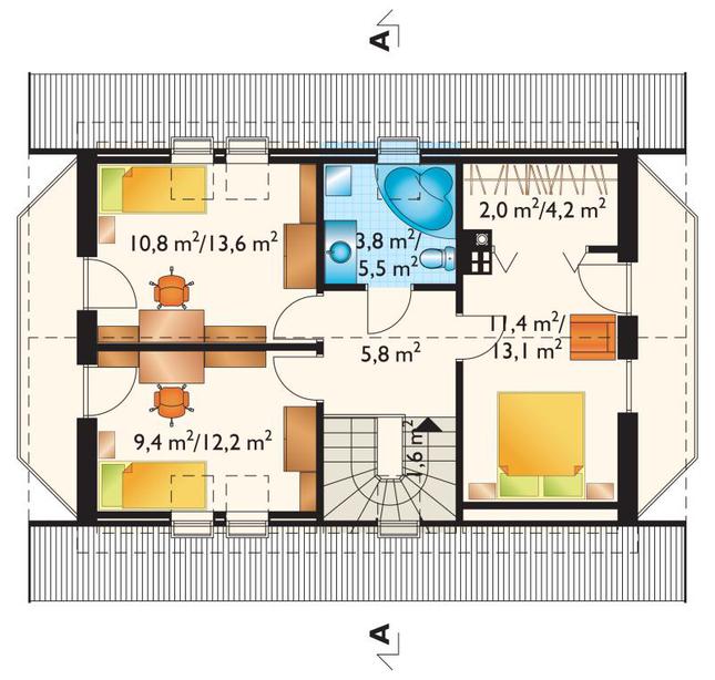 Rzut poddasza POW. 56,0 m²