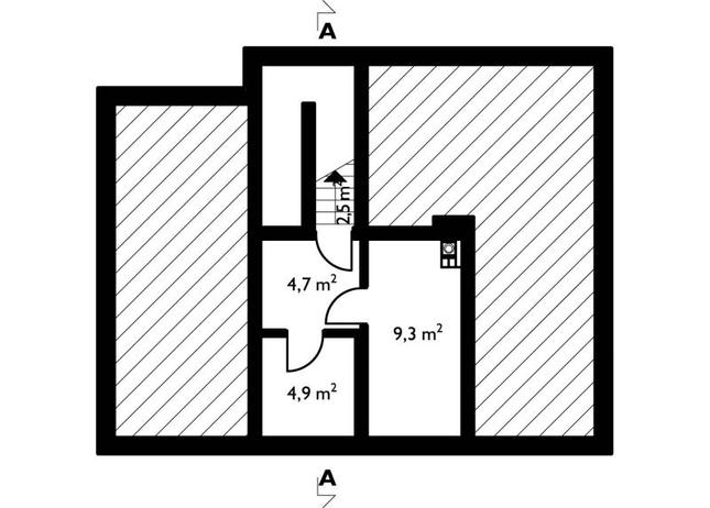 Rzut piwnicy POW. 21,4 m²