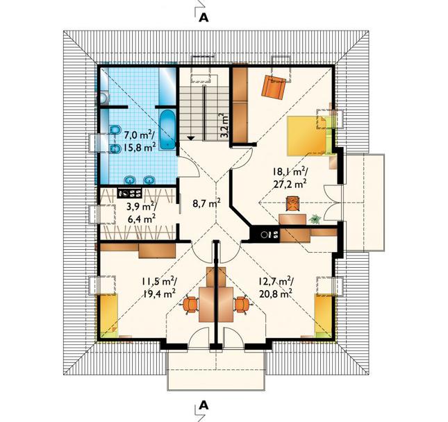 Rzut poddasza POW. 101,5 m²