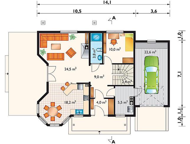 Rzut parteru lustro POW. 100,0 m²