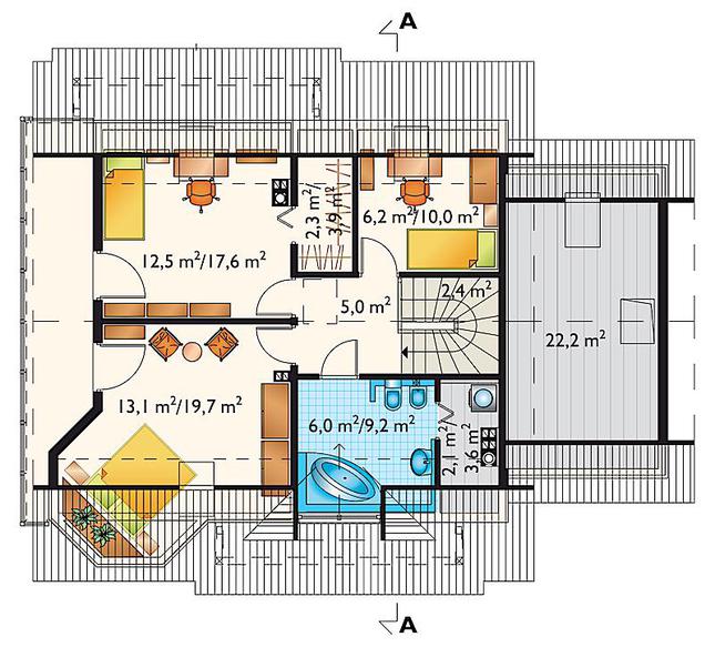 Rzut poddasza lustro POW. 71,4 m²