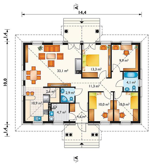 Rzut parteru POW. 117,2 m²