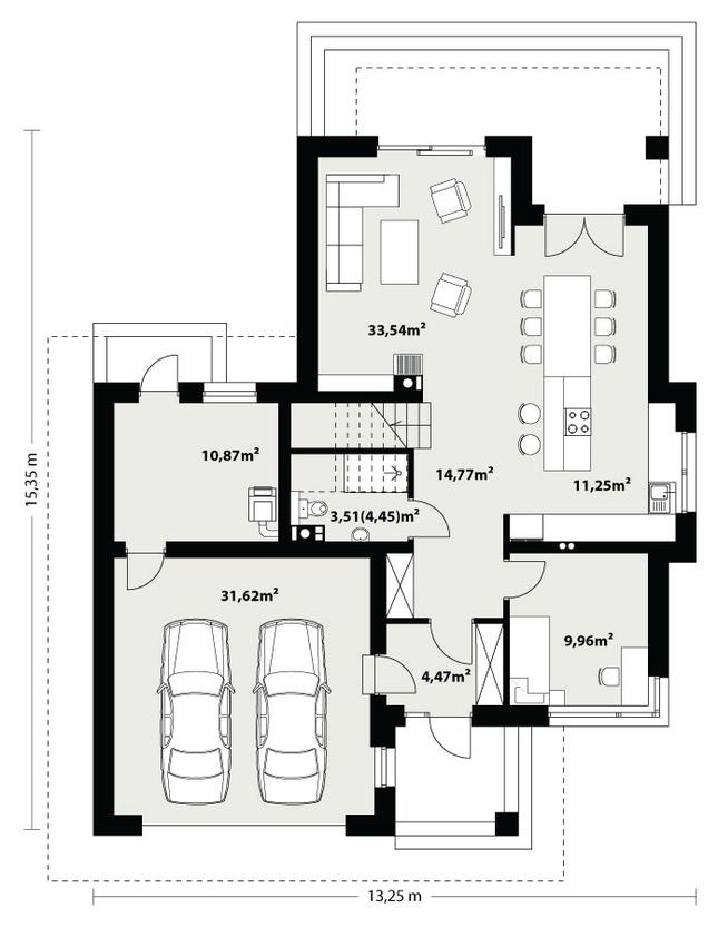 Rzut parteru POW. 4,5 m²