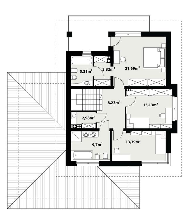 Rzut piętra POW. 80,3 m²
