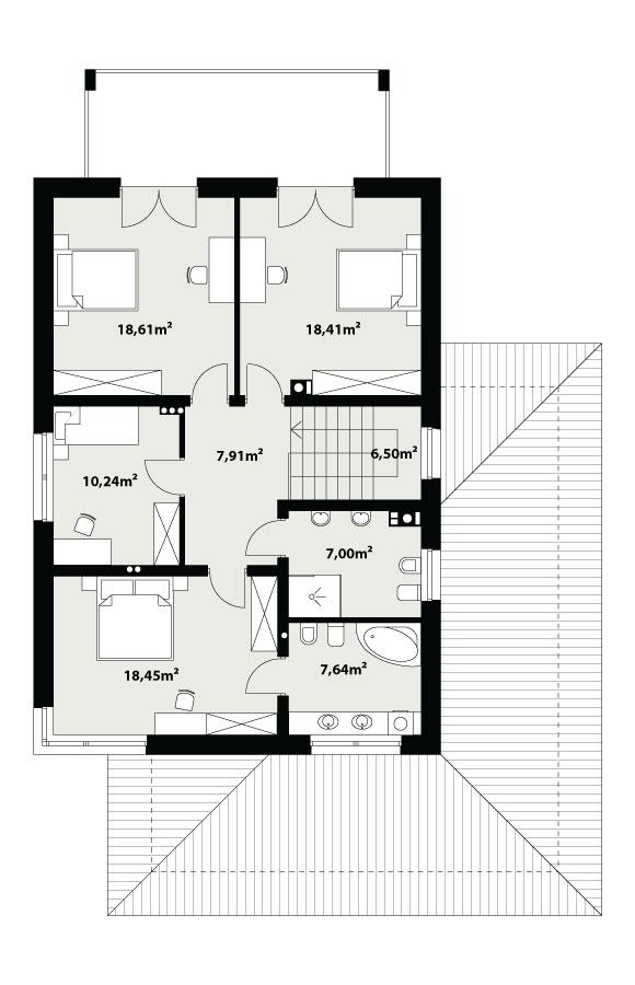 Rzut piętra POW. 88,3 m²