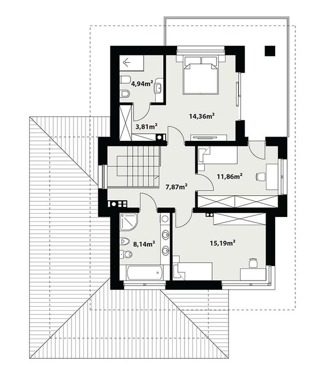 Rzut piętra POW. 66,2 m²